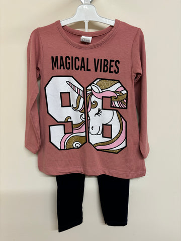 Girls 2 Piece Unicorn Top & Legging Set