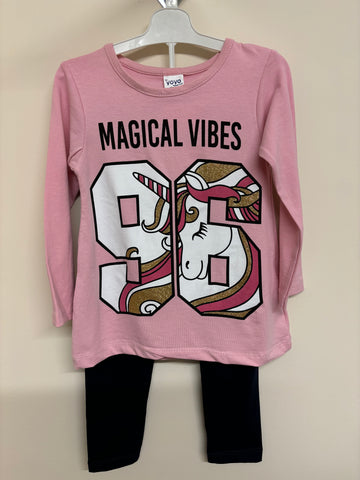 Girls 2 Piece Unicorn Top & Legging Set